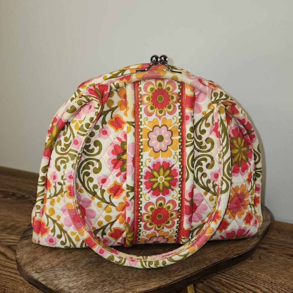 Vera Bradley Eloise Large Kisslock Satchel in Retired Folkloric Print